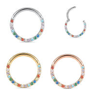 G23-anillos de segmento alto de piedra de circón, pendientes abiertos pequeños para el tabique, piercing para la nariz, joyería para el cuerpo, 8-12mm, 16g - details 1