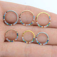 G23-anillos de segmento alto de piedra de circón, pendientes abiertos pequeños para el tabique, piercing para la nariz, joyería para el cuerpo, 8-12mm, 16g - details 5