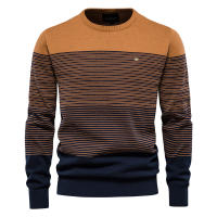 AIOPESON-suéter de algodón para hombre, jerseys tejidos informales con cuello redondo, cálidos para invierno - details 2