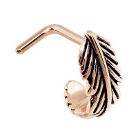 1Pc 18g 1,0x8mm en forma de l nariz 316l pluma acero forma cubic zirconia espárragos de nariz anillo de la nariz piercing joyería - details 4