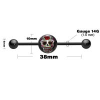 Piercing de acero quirúrgico para mujer, pendiente largo punk de 14g con forma de ojo de Calavera, barra para piercing, andamio para el cartílago de la oreja, joyería para el cuerpo con hélice, 2 piezas - details 4