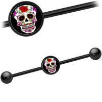 Piercing de acero quirúrgico para mujer, pendiente largo punk de 14g con forma de ojo de Calavera, barra para piercing, andamio para el cartílago de la oreja, joyería para el cuerpo con hélice, 2 piezas - details 6