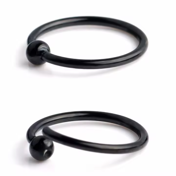 Lote de 2 anillos de aro con cuentas de acero inoxidable bcr de alta calidad, joyería para piercing corporal, para cejas, tragus, nariz, pezón, barra, labios, 16g - 1