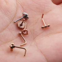 Piercing para el cuerpo de 0,8x6mm, Aro para la nariz, joyería para el cuerpo, diamantes de imitación, corazón pequeño, oferta, 2 uds. - details 3