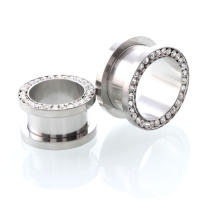 Expansor de acero inoxidable para oreja, joyería para piercing corporal, expansor de tapones para los oídos de un solo túnel de carne, estirador de oreja de 2-20mm, 1 par - details 9
