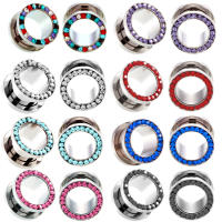 Expansor de acero inoxidable para oreja, joyería para piercing corporal, expansor de tapones para los oídos de un solo túnel de carne, estirador de oreja de 2-20mm, 1 par - details 2