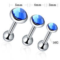 Piercing para el cartílago, piercing para la parte superior de la oreja, joyería para el cuerpo, Gema Cz de 1,2x6mm - details 5