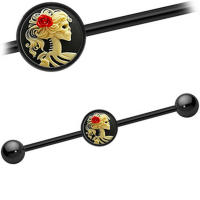 Piercing de acero quirúrgico para mujer, pendiente largo punk de 14g con forma de ojo de Calavera, barra para piercing, andamio para el cartílago de la oreja, joyería para el cuerpo con hélice, 2 piezas - details 5