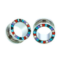Expansor de acero inoxidable para oreja, joyería para piercing corporal, expansor de tapones para los oídos de un solo túnel de carne, estirador de oreja de 2-20mm, 1 par - details 4