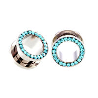 Expansor de acero inoxidable para oreja, joyería para piercing corporal, expansor de tapones para los oídos de un solo túnel de carne, estirador de oreja de 2-20mm, 1 par - details 6