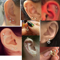 2 uds 6 diseño tragus piercing pendientes cz piercing joyería pendientes pendiente para trago Concha pendientes de cartílago de hélice pendiente - details 5