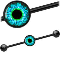 Piercing de acero quirúrgico para mujer, pendiente largo punk de 14g con forma de ojo de Calavera, barra para piercing, andamio para el cartílago de la oreja, joyería para el cuerpo con hélice, 2 piezas - details 8