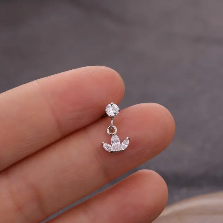 2 uds 6 diseño tragus piercing pendientes cz piercing joyería pendientes pendiente para trago Concha pendientes de cartílago de hélice pendiente - 1