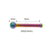 Pendientes de bola de acero quirúrgico para mujer, joyería para Piercing de nariz y cuerpo, 20G, 0,8x7x2mm, 1 unidad - details 1