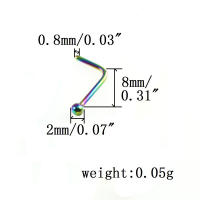 Pendientes de bola de acero quirúrgico para mujer, joyería para Piercing de nariz y cuerpo, 20G, 0,8x7x2mm, 1 unidad - details 2