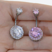 Anillo de circonia cúbica para mujer, piercing para el ombligo, 14g, color plateado, flor, 1 unidad - details 6