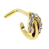 1Pc 18g 1,0x8mm en forma de l nariz 316l pluma acero forma cubic zirconia espárragos de nariz anillo de la nariz piercing joyería - details 5