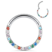 G23-anillos de segmento alto de piedra de circón, pendientes abiertos pequeños para el tabique, piercing para la nariz, joyería para el cuerpo, 8-12mm, 16g - details 4