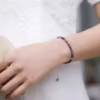 Pulsera de Tourmalina Hecha a Mano en de 4mm con Piedra Natural de 4mm para Mujeres Joyería de Fiesta Regalo de Bangles de Amatista - details 2