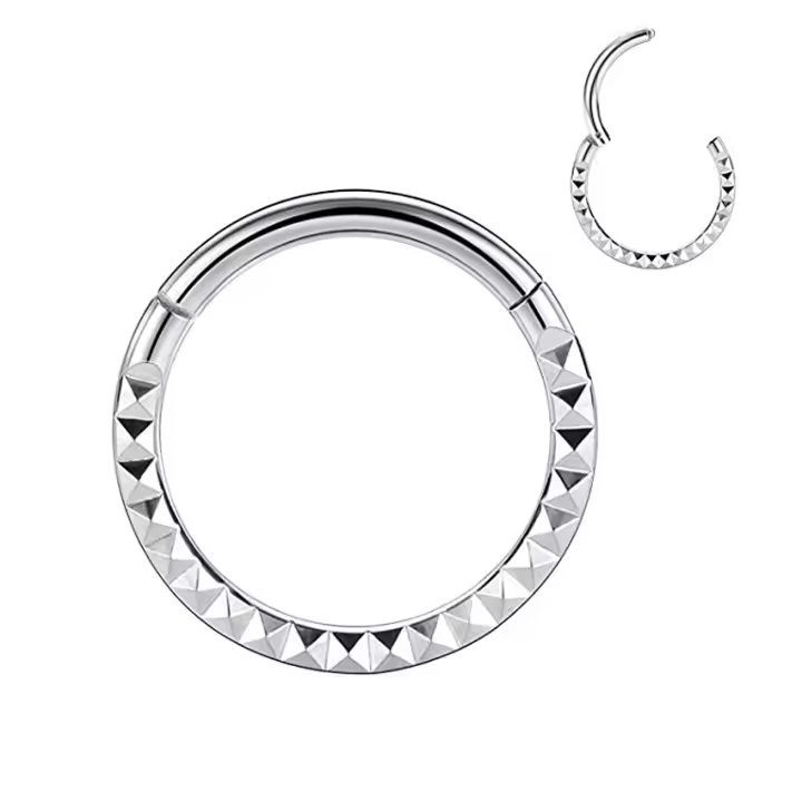 Anillo de titanio para la nariz f136 g23, segmento con bisagras para el pezón, cartílago de la oreja, tragus, hélice, piercing para el labio, joyería corporal, Aro para el tabique, 1 unidad - 1