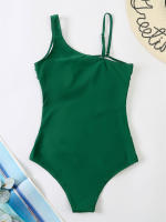Bañador de una pieza para mujer, nuevo traje de baño liso sin espalda, con correa ajustable, Sexy para playa, - details 12