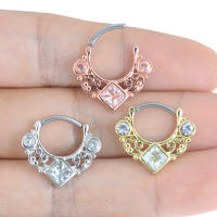 Anillo de acero quirúrgico de circón para mujer, joyería redonda de 10mm para la nariz, piercing para el cartílago, joyería para el cuerpo, 1 unidad, 2021 - details 5