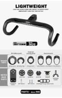 Manillar de Bicicleta de Carretera TOSEEK TR5500 con Cableado Interno Completo Soporte para Computer de Bicicleta Integrado T800 en Fibra de Carbono Ergonomía Adecuado para Deportes al Aire Libre - details 4