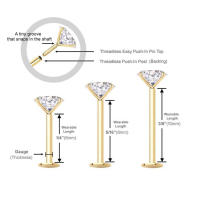 Juego de piercing de acero para labio, Gema de cristal de 20g-16g, 1,5-4mm, piercing para cartílago, para tragus, helix, conch, 2 uds. - details 2