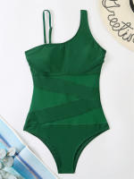 Bañador de una pieza para mujer, nuevo traje de baño liso sin espalda, con correa ajustable, Sexy para playa, - details 11