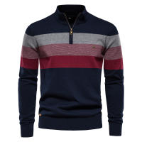 AIOPESON-suéter informal de algodón con cremallera para hombre, jersey de cuello simulado, cálido, a la moda, Invierno - details 1