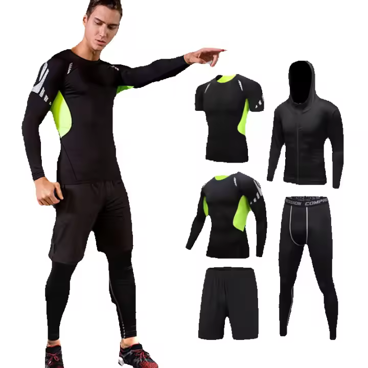 Ropa Deportiva de baloncesto para hombre, conjuntos de compresión para correr, gimnasio, Fitness, chándales, ropa interior, medias, traje deportivo para trotar, 5 piezas - 1