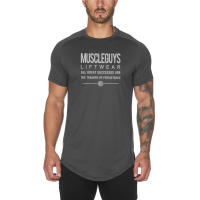 Gym Muscle Fitness Clothes Men Short Sleeved Quick-Dry Training Exercise Slim Fit Shirt Summer Casual Sport Bodybuilding T-Shirt - details 5