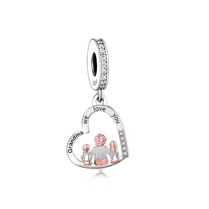 Abalorios de plata de ley 925 en forma de corazón para fabricación de joyas, cuentas colgantes para pulsera, collar DIY - 1