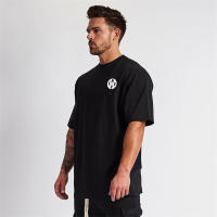 Oversized Summer Mens Trend Fashion Loose Short Sleeve T-shirt Gym Bodybuilding Fitness Training T-shirt Street Hip Hop Tshirt - details 3