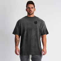 Oversized Summer Mens Trend Fashion Loose Short Sleeve T-shirt Gym Bodybuilding Fitness Training T-shirt Street Hip Hop Tshirt - details 5