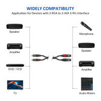 DREMAKE-Cable de Audio HiFi Dual RCA hembra a Dual XLR hembra, Cable de conexión de micrófono RCA a XLR para consola mezcladora, DVD, sistema de estéreo doméstico - details 4