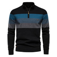 AIOPESON-suéter informal de algodón con cremallera para hombre, jersey de cuello simulado, cálido, a la moda, Invierno - details 4