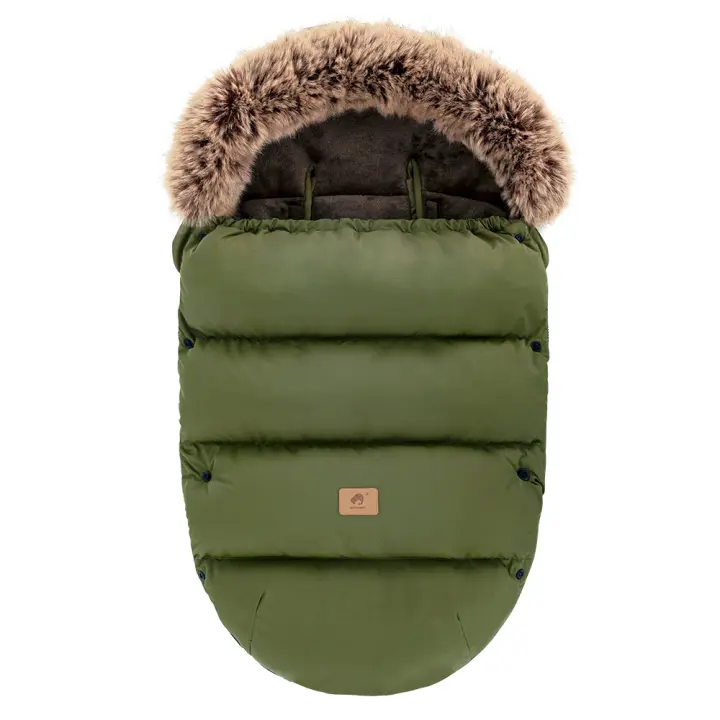 Bolsa de banderines cálida para bebé, saco universal impermeable para cochecito de niño pequeño, se adapta a la mayoría de los cochecitos, verde militar, longitud 92 cm - 1