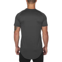 Gym Muscle Fitness Clothes Men Short Sleeved Quick-Dry Training Exercise Slim Fit Shirt Summer Casual Sport Bodybuilding T-Shirt - details 6
