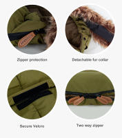 Bolsa de banderines cálida para bebé, saco universal impermeable para cochecito de niño pequeño, se adapta a la mayoría de los cochecitos, verde militar, longitud 92 cm - details 3