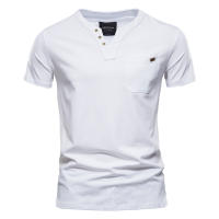 Camisetas de Algodón de Alta Calidad AIOPESON para Hombres Diseño Sólido Cuello en V Estilo Casual Clásico Ropa de Hombre Tops Tee Shirts Hecho en China Para Primavera/Verano - details 8