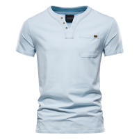Camisetas de Algodón de Alta Calidad AIOPESON para Hombres Diseño Sólido Cuello en V Estilo Casual Clásico Ropa de Hombre Tops Tee Shirts Hecho en China Para Primavera/Verano - details 9