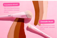 Jessup-brocha para base y corrector, juego de pinceles de maquillaje rosa, 2 piezas, brochas sintéticas Premium, T497 - details 2