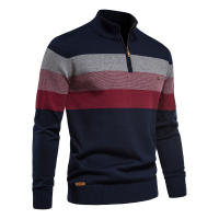 AIOPESON-suéter informal de algodón con cremallera para hombre, jersey de cuello simulado, cálido, a la moda, Invierno - details 2