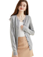 LINY XIN Women's Crew Neck Cardigan Sweater 100% Merino Wool Spring Fall Lightweight Soft Long Sleeve Knitted Coat - details 23