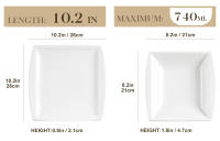 MALACASA Serie Blance Platos de Cerámica 12 Piezas con 6 Platos de Sopa y Cena para 6 Personas Utilidad Ecológica Forma Cuadrada Estilo Elegante - details 1