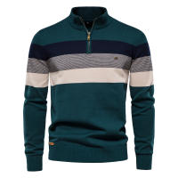 AIOPESON-suéter informal de algodón con cremallera para hombre, jersey de cuello simulado, cálido, a la moda, Invierno - details 5