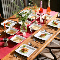MALACASA Serie Blance Platos de Cerámica 12 Piezas con 6 Platos de Sopa y Cena para 6 Personas Utilidad Ecológica Forma Cuadrada Estilo Elegante - details 4