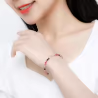 Pulsera de Tourmalina Hecha a Mano en de 4mm con Piedra Natural de 4mm para Mujeres Joyería de Fiesta Regalo de Bangles de Amatista - details 0