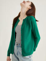 LINY XIN Women's Crew Neck Cardigan Sweater 100% Merino Wool Spring Fall Lightweight Soft Long Sleeve Knitted Coat - details 13